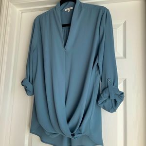 Blue Crossover Blouse